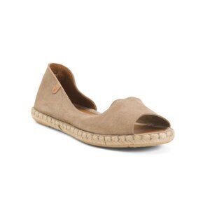 FUN VERBENAS stone Made In Spain Suede Peep Toe Shoes